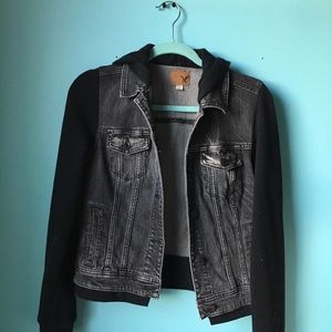 American Eagle black and charcoal hooded jacket